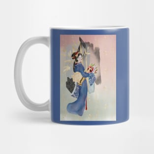 Japanese Geisha in Blue Mug